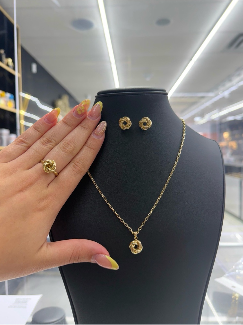 Knotted 10k GOLD earring, necklace, ring INCLUDED